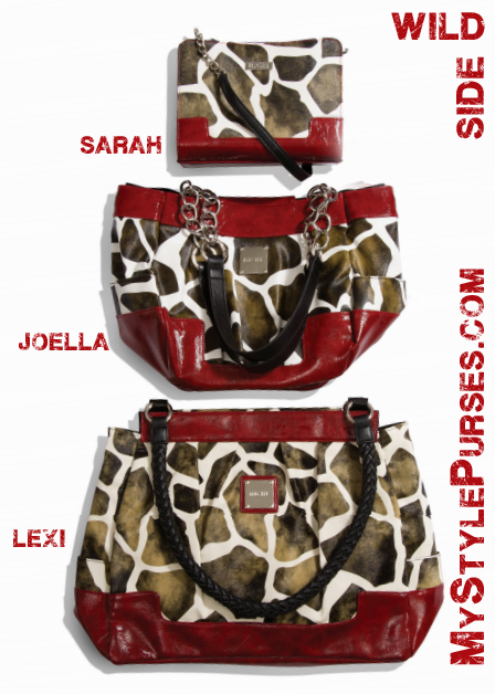 Giraffe Print Purse with Red Accents in 3 sizes from MyStylePursesShop.com